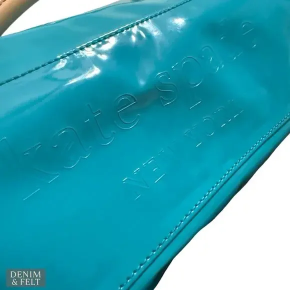 Kate Spade Rudy Henry Street Brightpeac Turquoise Patent Tote Shoulder Bag Luxe - Picture 11 of 16